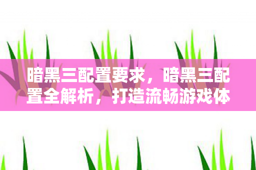 暗黑三配置要求，暗黑三配置全解析，打造流畅游戏体验