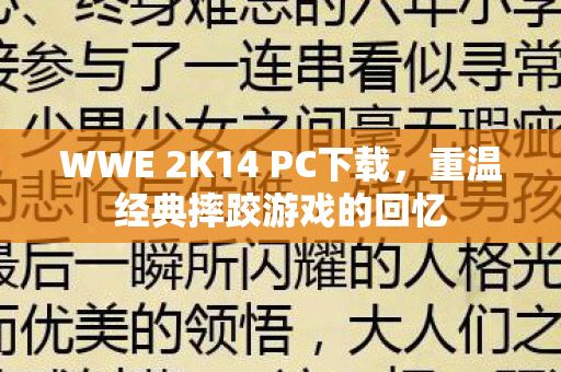 WWE 2K14 PC下载,重温经典摔跤游戏的回忆 WWE 2K14 PC下载,重温经典摔跤游戏的回忆