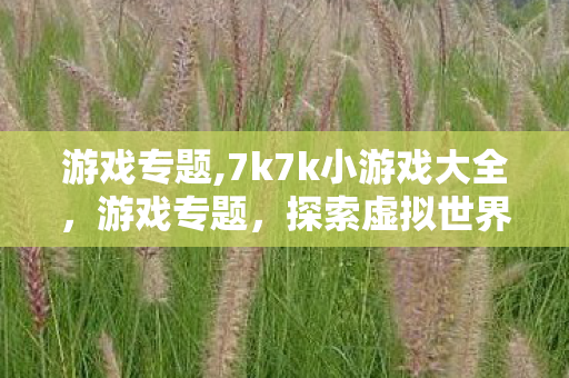 游戏专题,7k7k小游戏大全，游戏专题，探索虚拟世界的无限可能