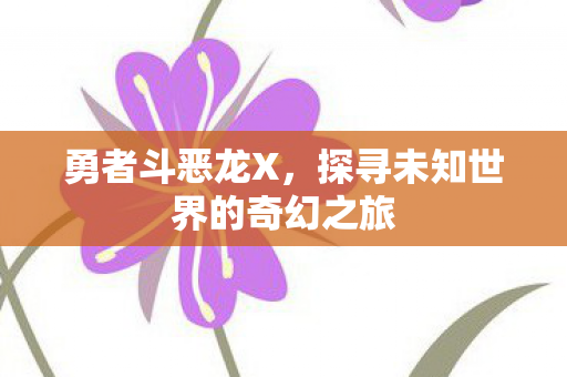 勇者斗恶龙X，探寻未知世界的奇幻之旅