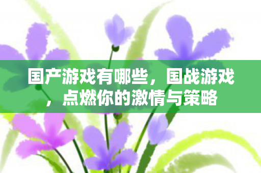 国产游戏有哪些，国战游戏，点燃你的激情与策略