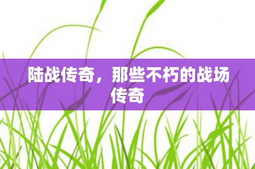 陆战传奇，那些不朽的战场传奇