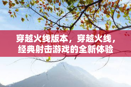 穿越火线版本，穿越火线，经典射击游戏的全新体验