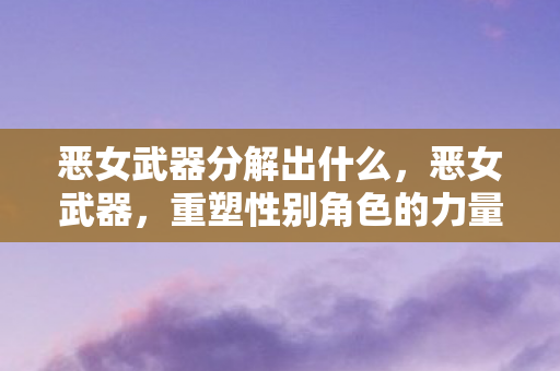 恶女武器分解出什么，恶女武器，重塑性别角色的力量