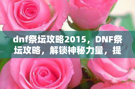 dnf祭坛攻略2015，DNF祭坛攻略，解锁神秘力量，提升角色实力