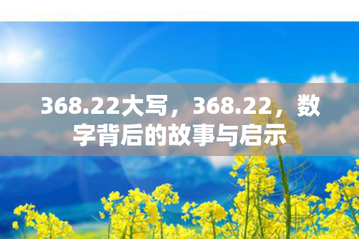 368.22大写，368.22，数字背后的故事与启示