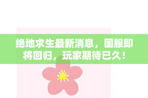 绝地求生最新消息，国服即将回归，玩家期待已久！