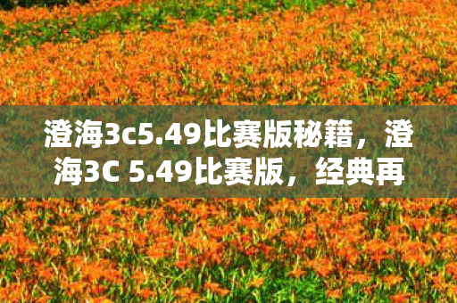 澄海3c5.49比赛版秘籍，澄海3C 5.49比赛版，经典再现，策略与操作的巅峰对决