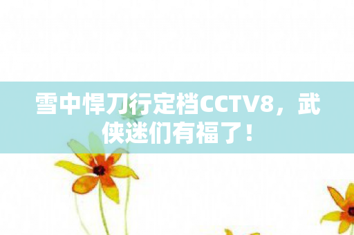 雪中悍刀行定档CCTV8，武侠迷们有福了！