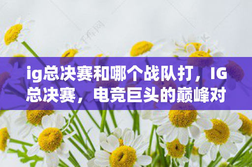 ig总决赛和哪个战队打,IG总决赛,电竞巨头的巅峰对决 ig总决赛和哪个战队打,IG总决赛,电竞巨头的巅峰对决