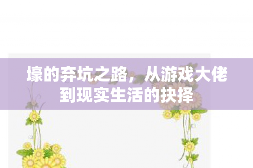 壕的弃坑之路，从游戏大佬到现实生活的抉择