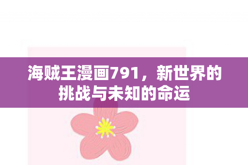 海贼王漫画791，新世界的挑战与未知的命运