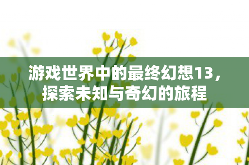 游戏世界中的最终幻想13，探索未知与奇幻的旅程
