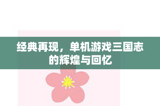 经典再现，单机游戏三国志的辉煌与回忆