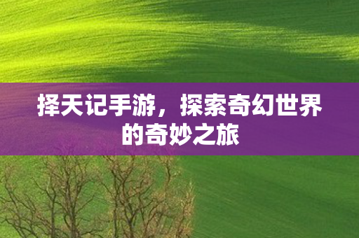 择天记手游，探索奇幻世界的奇妙之旅