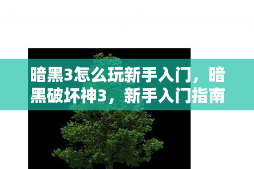 暗黑3怎么玩新手入门，暗黑破坏神3，新手入门指南