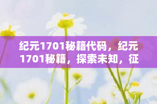 纪元1701秘籍代码，纪元1701秘籍，探索未知，征服新世界的策略指南