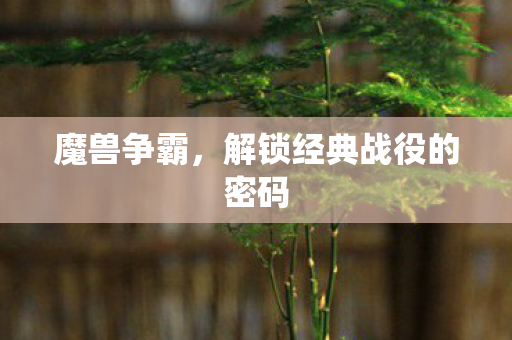 魔兽争霸，解锁经典战役的密码