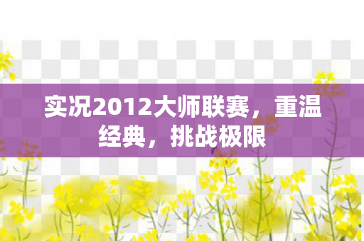 实况2012大师联赛，重温经典，挑战极限