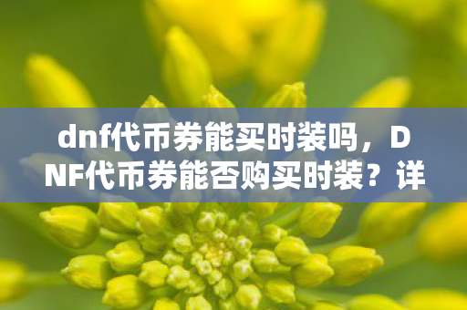 dnf代币券能买时装吗，DNF代币券能否购买时装？详解代币券的用途与限制