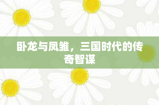 卧龙与凤雏，三国时代的传奇智谋