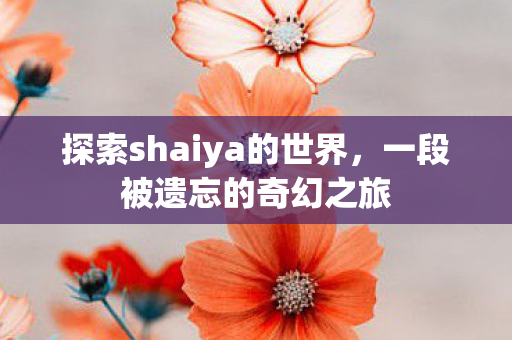 探索shaiya的世界，一段被遗忘的奇幻之旅