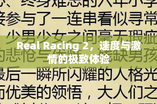 Real Racing 2，速度与激情的极致体验