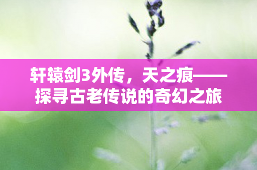 轩辕剑3外传，天之痕——探寻古老传说的奇幻之旅