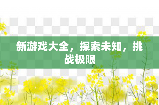 新游戏大全,探索未知,挑战极限 新游戏大全,探索未知,挑战极限