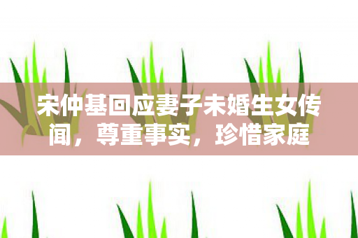 宋仲基回应妻子未婚生女传闻，尊重事实，珍惜家庭