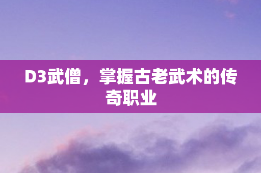 D3武僧，掌握古老武术的传奇职业