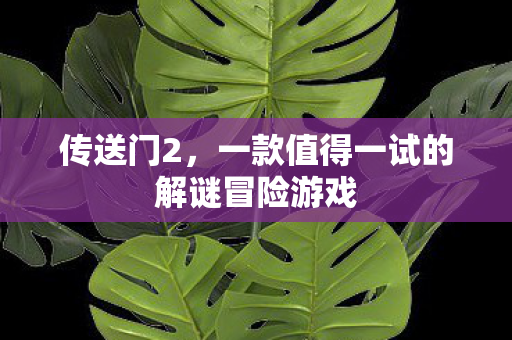 传送门2，一款值得一试的解谜冒险游戏