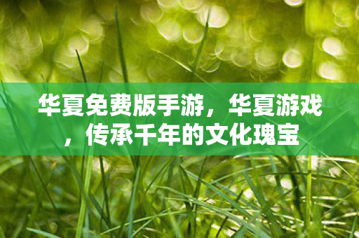 华夏免费版手游，华夏游戏，传承千年的文化瑰宝