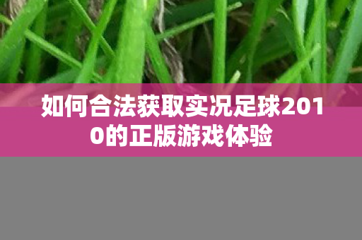 如何合法获取实况足球2010的正版游戏体验