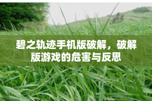 碧之轨迹手机版破解，破解版游戏的危害与反思