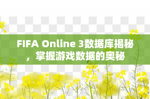 FIFA Online 3数据库揭秘，掌握游戏数据的奥秘
