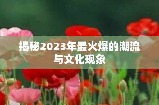 揭秘2023年最火爆的潮流与文化现象