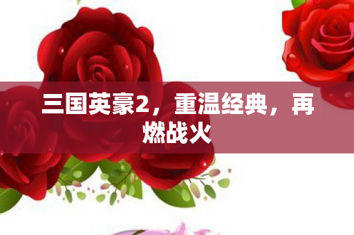 三国英豪2，重温经典，再燃战火