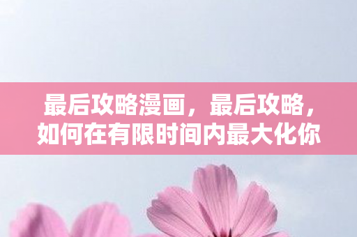 最后攻略漫画，最后攻略，如何在有限时间内最大化你的学习和工作效率