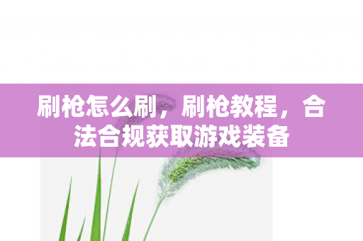 刷枪怎么刷，刷枪教程，合法合规获取游戏装备