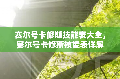 赛尔号卡修斯技能表大全,赛尔号卡修斯技能表详解 赛尔号卡修斯技能表大全,赛尔号卡修斯技能表详解
