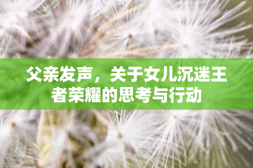 父亲发声，关于女儿沉迷王者荣耀的思考与行动