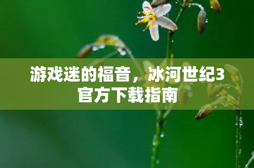 游戏迷的福音，冰河世纪3官方下载指南