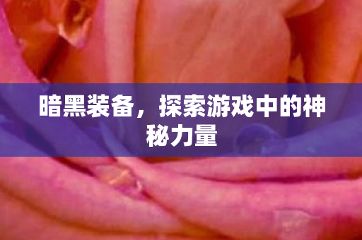 暗黑装备，探索游戏中的神秘力量