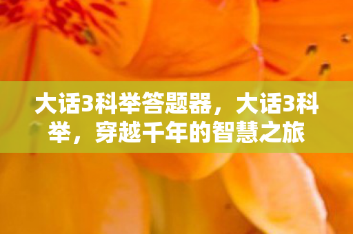 大话3科举答题器,大话3科举,穿越千年的智慧之旅 大话3科举答题器,大话3科举,穿越千年的智慧之旅
