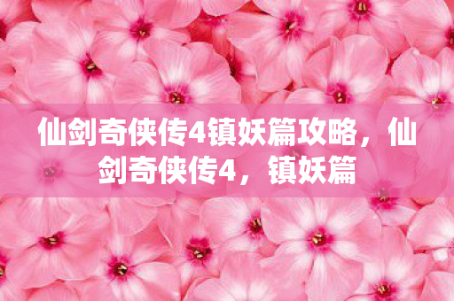 仙剑奇侠传4镇妖篇攻略，仙剑奇侠传4，镇妖篇
