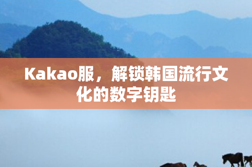 Kakao服，解锁韩国流行文化的数字钥匙