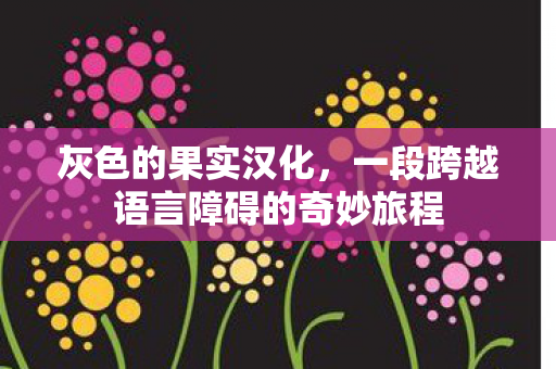 灰色的果实汉化，一段跨越语言障碍的奇妙旅程