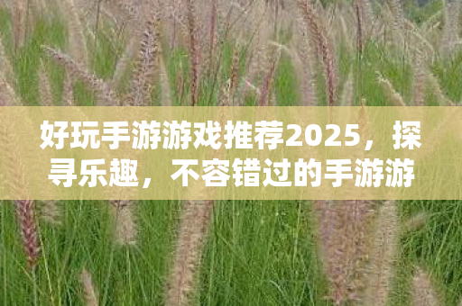 好玩手游游戏推荐2025，探寻乐趣，不容错过的手游游戏推荐
