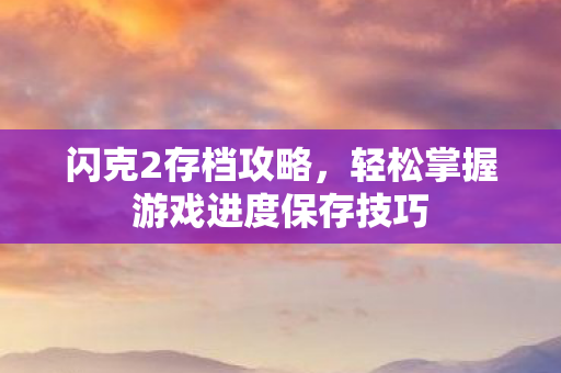 闪克2存档攻略，轻松掌握游戏进度保存技巧